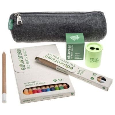 eduGREEN® 18er Set: 12 Buntstifte, 4 Stifte, Gold, Silber, Graphit, Weiß