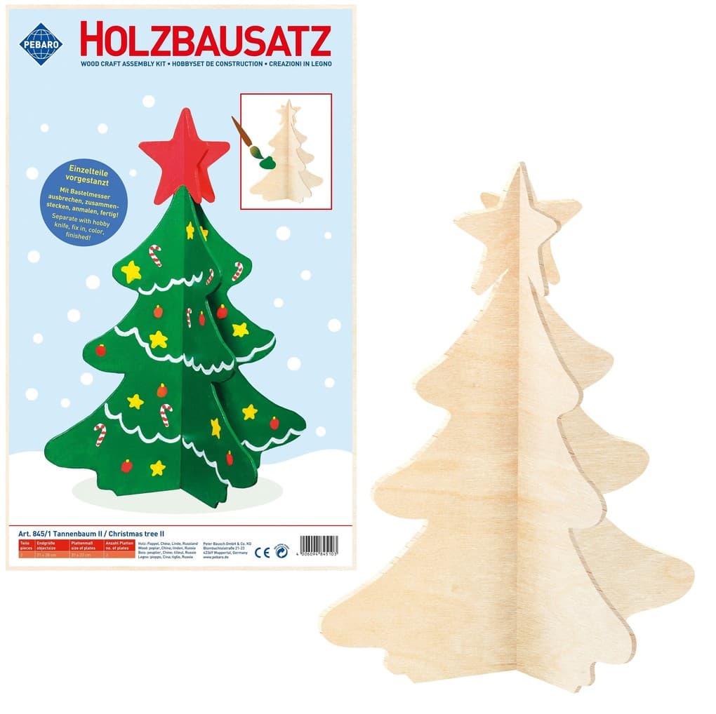 PEBARO 845/1 - Holzbausatz Tannenbaum II, 2 Teile, Holzkonstruktion zum Zusammenstecken