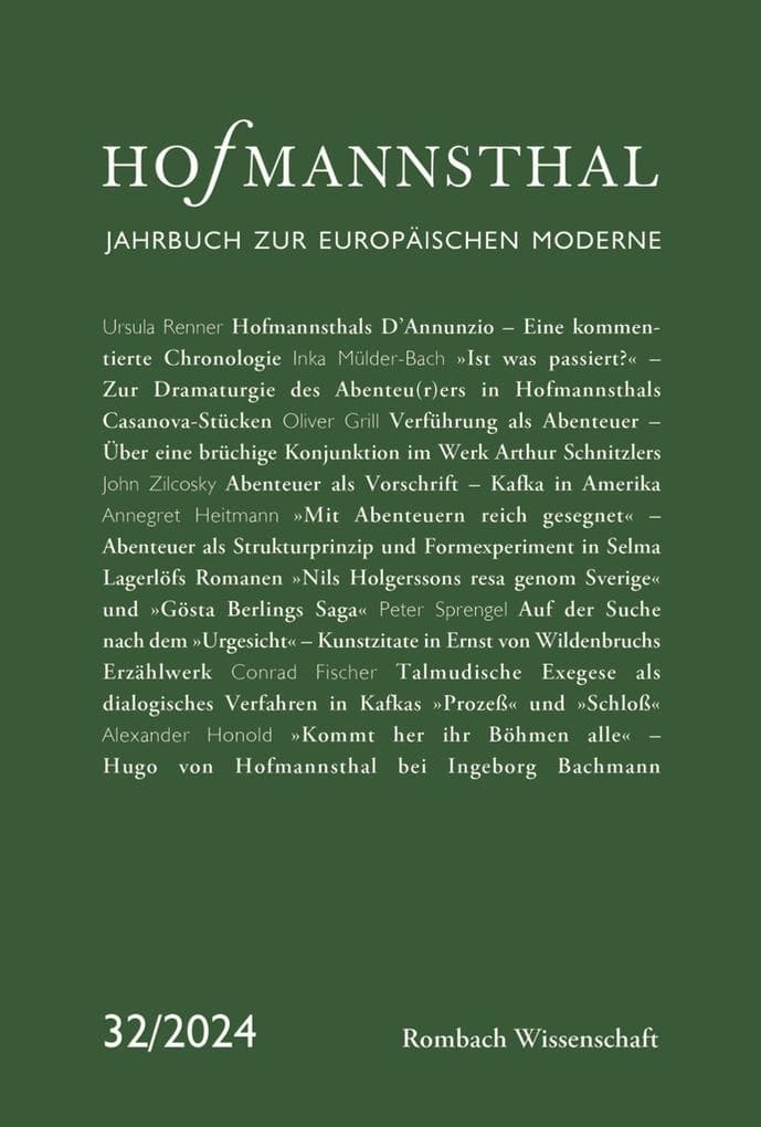 Hofmannsthal: Jahrbuch zur europäischen Moderne 32 | 2024