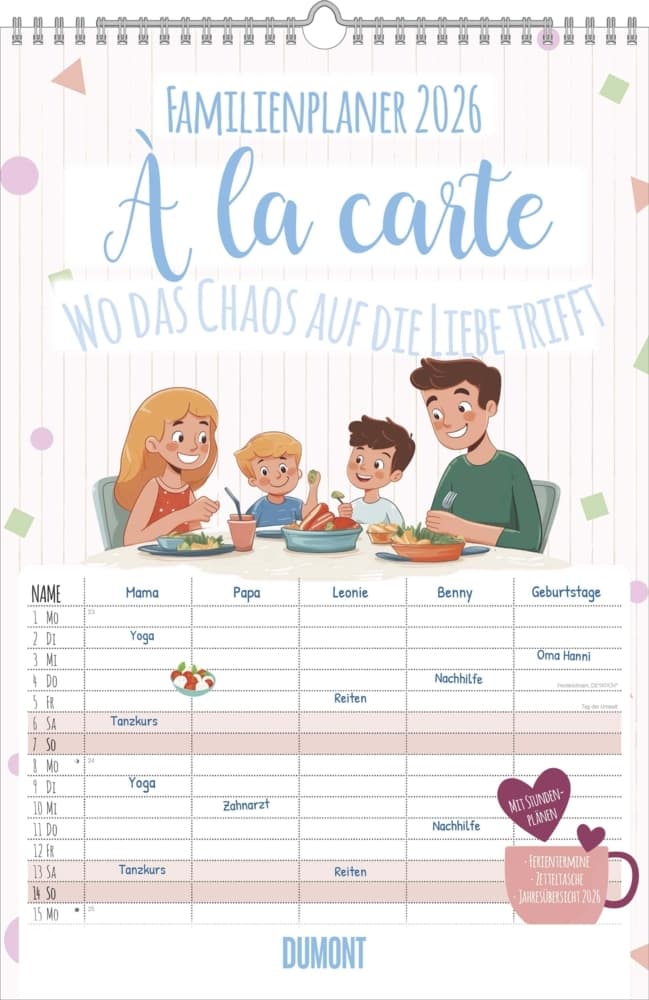 DUMONT - Familienplaner à la Carte - Wo das Chaos auf die Liebe trifft 2026 - Familienkalender 26x49