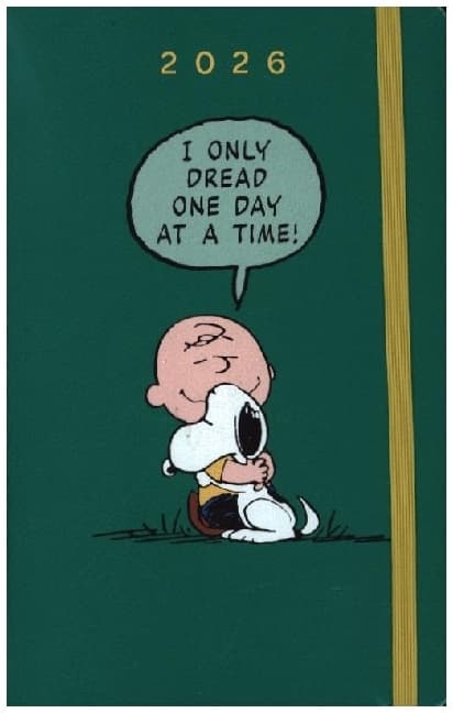 Moleskine 12 Monate Peanuts Charlie & Snoopy Tageskalender 2026, L/A5, 1 Tag = 1 Seite, fester Einband, Emeraldgrün