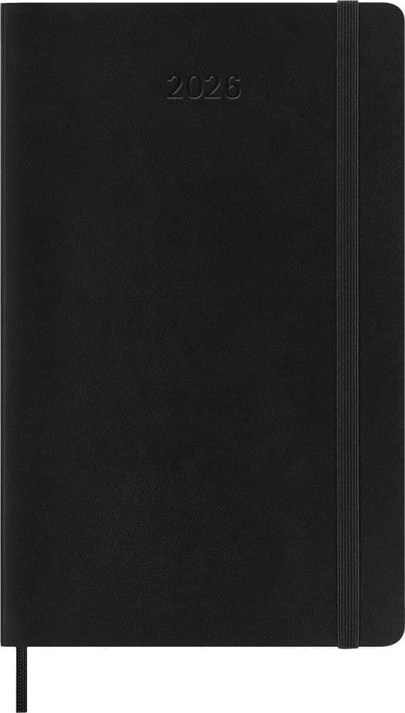 Moleskine 12 Monate Wochen Notizkalender Deutsch 2026, Large/A5, 1 Wo = 1 Seite, rechts linierte Seite, Weicher Einband, Schwarz