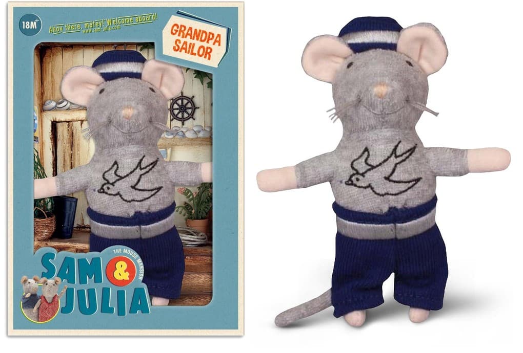 Sam und Julia 300906 - Plüsch-Maus Opa Seemann, 12 cm