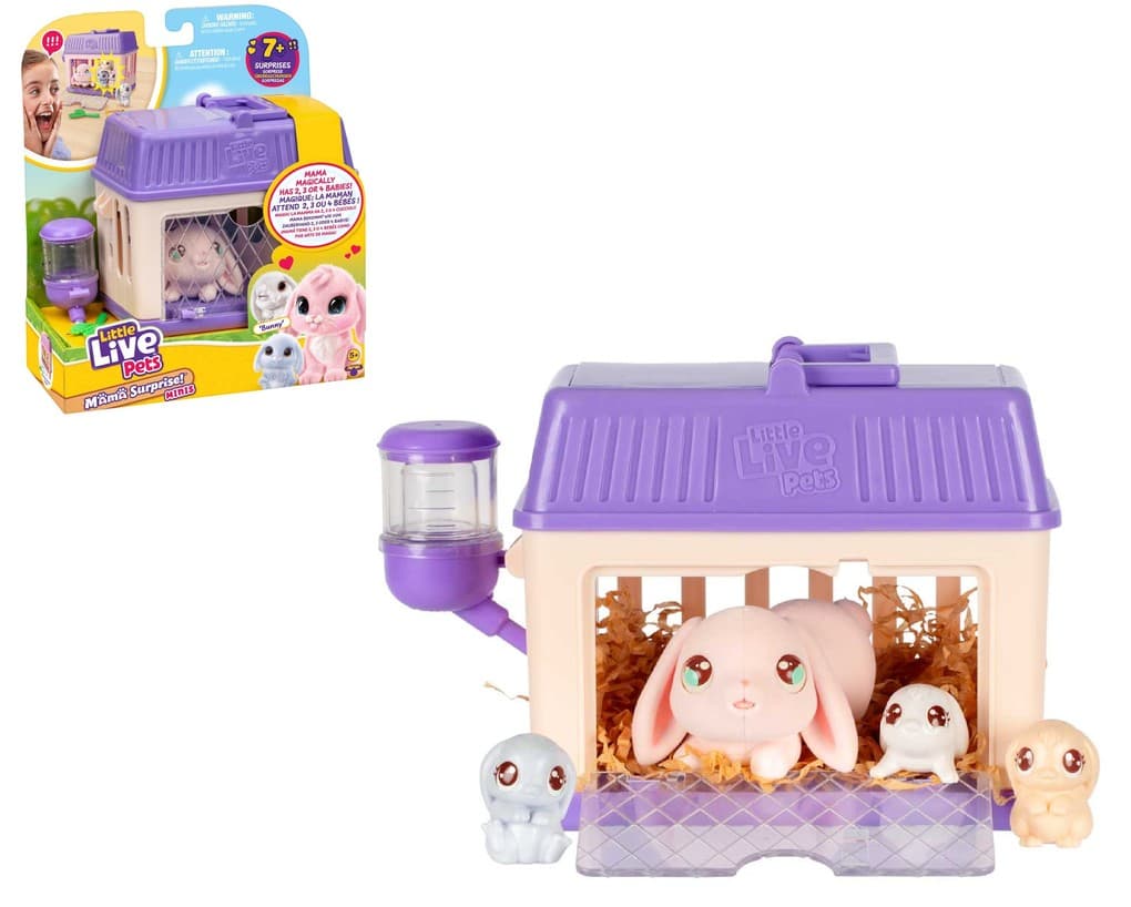 Moose Toys 300300 - Little Live Pets, Mama Surprise Mini Spielset Bunny, Interaktive Mini-Hasen Mama mit 4 Babys und Zubehör