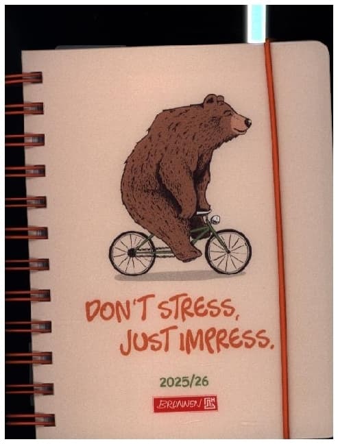 BRUNNEN Schülerkalender (2025/2026) "Bear", 1 Seite = 1 Tag, A6, 352 Seiten, PP-Umschlag, mehrfarbig