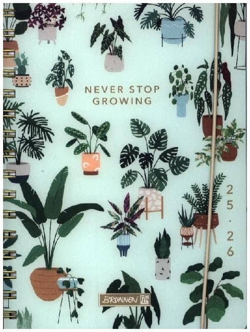 BRUNNEN Schülerkalender (2025/2026) "Little Plants", 1 Seite = 1 Tag, A5, 352 Seiten, PP-Umschlag, mehrfarbig