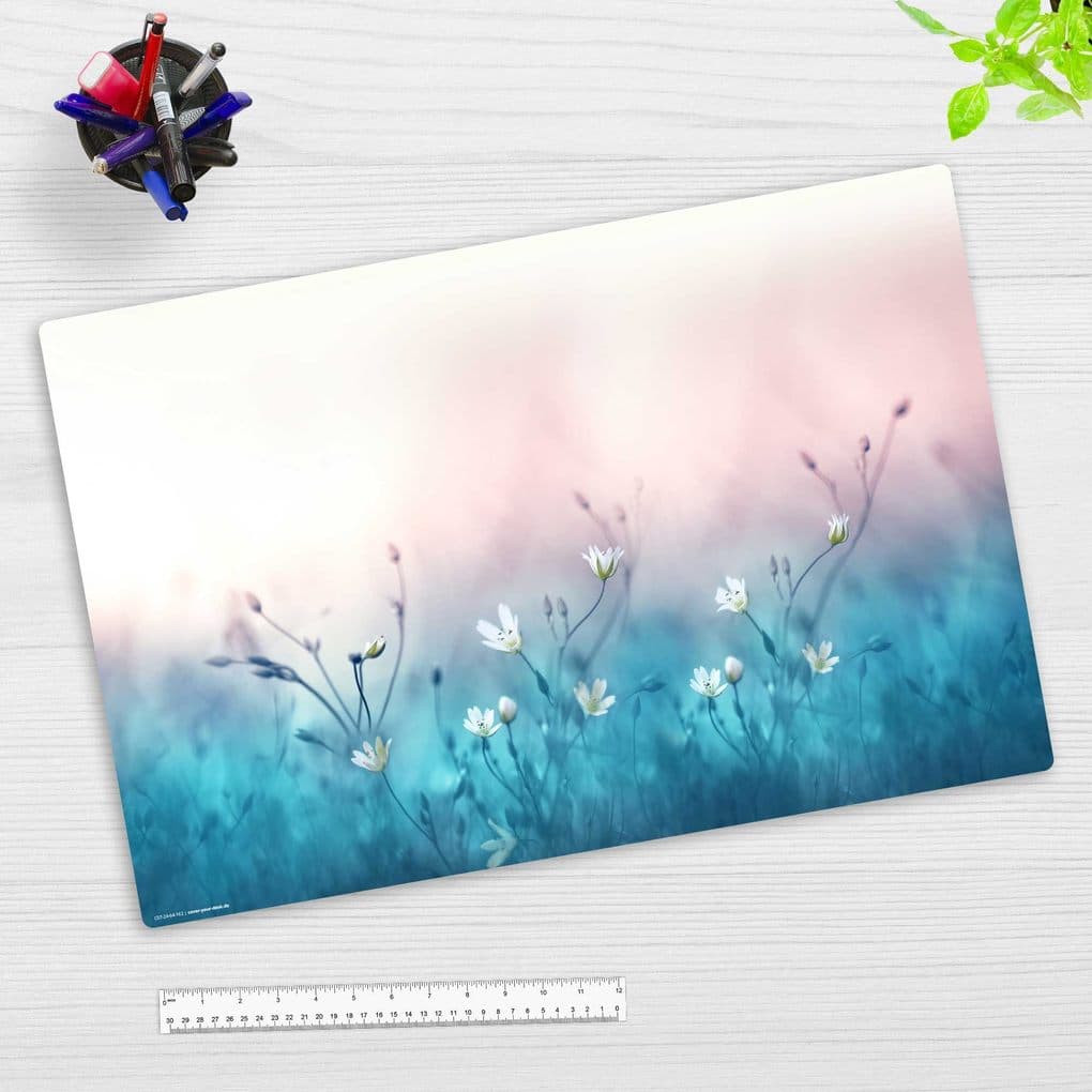 Cover-your-desk Schreibtischunterlage für Kinder und Erwachsene Wildblumen Pastellfarben , aus hochwertigem Vinyl, 60 x 40 cm