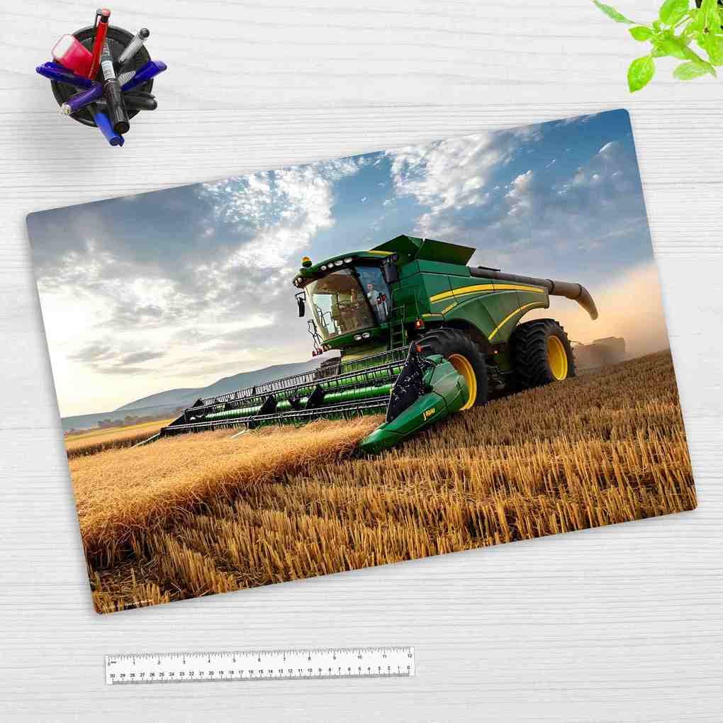 Cover-your-desk Schreibtischunterlage für Kinder Mähdrescher Landwirtschaft, aus hochwertigem Vinyl, 60 x 40 cm