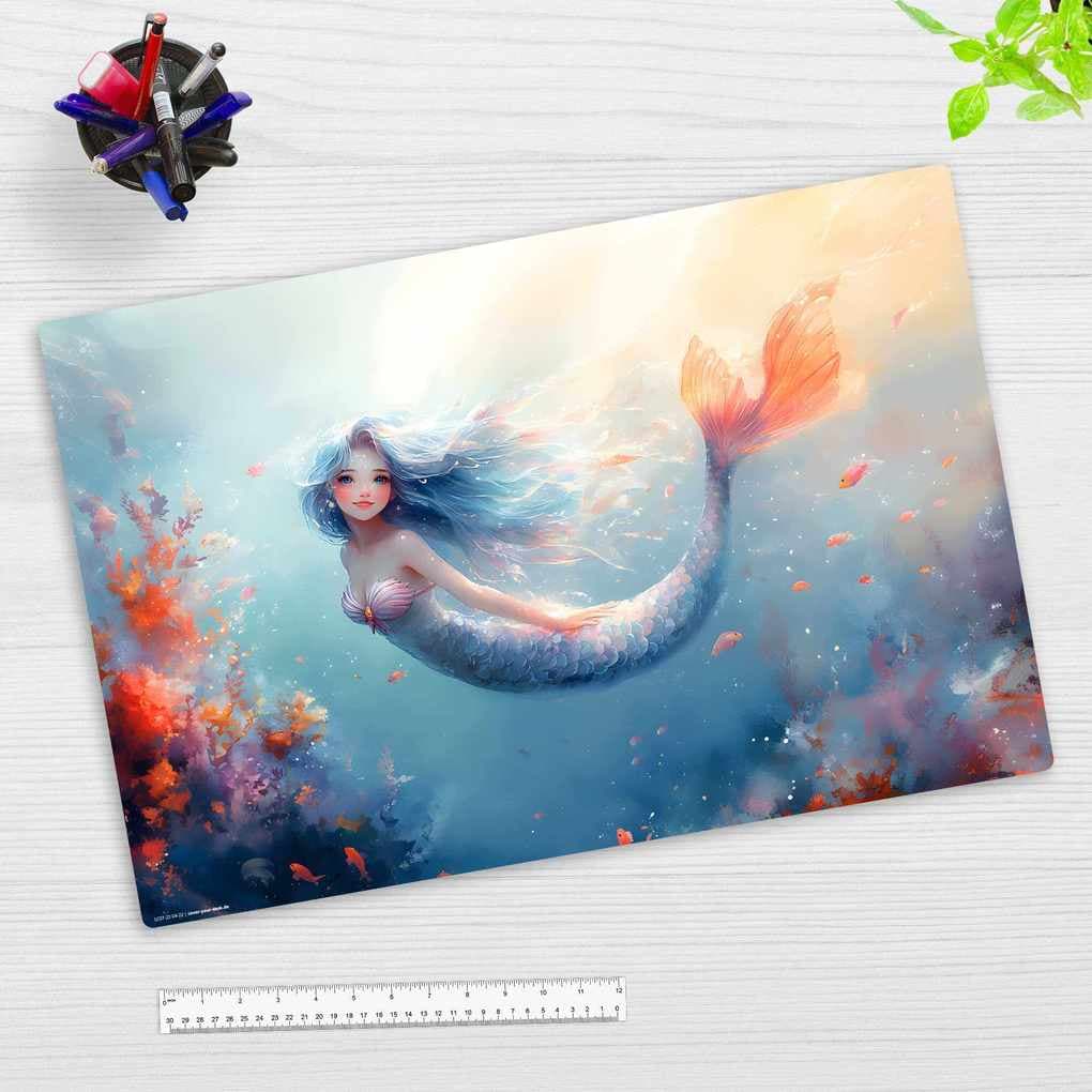 Cover-your-desk Schreibtischunterlage für Kinder Meerjungfrau Mermaid, aus hochwertigem Vinyl, 60 x 40 cm