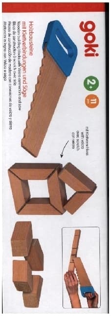 Holzbausteine mit Klettverbindungen und Säge