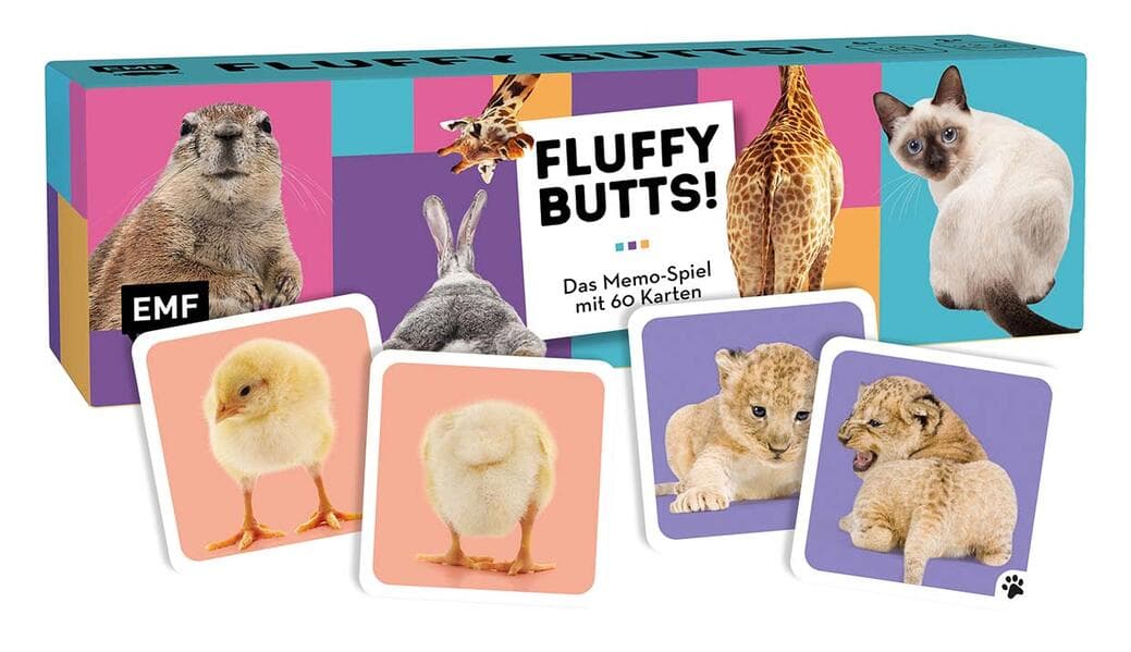 Memo-Spiel: Fluffy Butts - Finde den passenden Po zum Kopf!