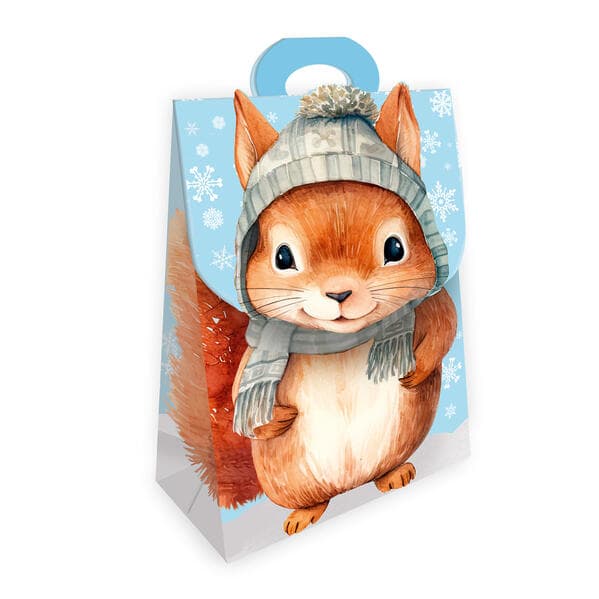 TRÖTSCH - Geschenktasche mit Verschluss Eichhörnchen Winter