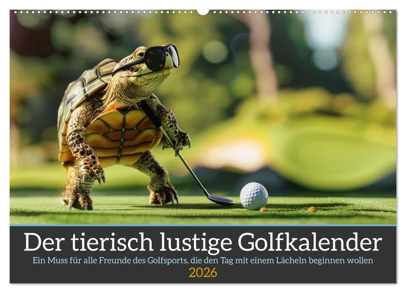 Der tierisch lustige Golfkalender (Wandkalender 2026 DIN A2 quer), CALVENDO Monatskalender