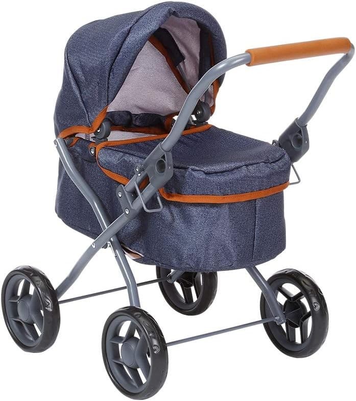 Knorrtoys 63330 - Puppenwagen Mini Lili Dark Blue, klappbar, Schieberhöhe: 56cm