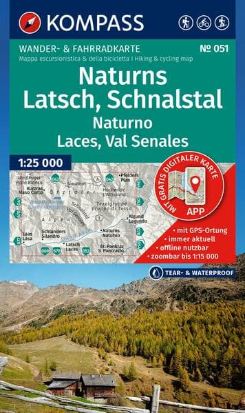 KOMPASS Wanderkarte 051 Naturns, Latsch, Schnalstal / Naturno, Laces, Val Senales 1:25.000
