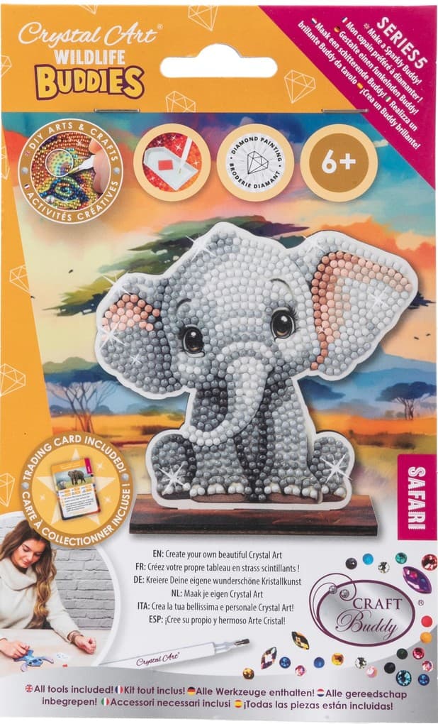 Craft Buddy CAFGR-31GEN038 - Crystal Art Wildlife Buddies, Safari, Elephant, Serie 5, Diamond Painting