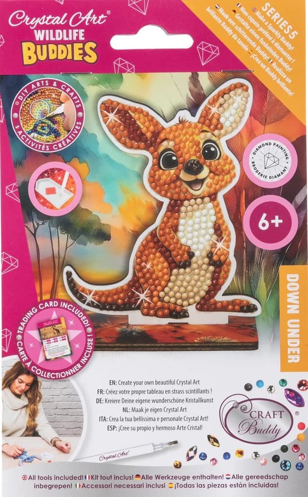 Craft Buddy CAFGR-31GEN056 - Crystal Art Wildlife Buddies, Down Under, Kangaroo, Serie 5, Diamond Painting