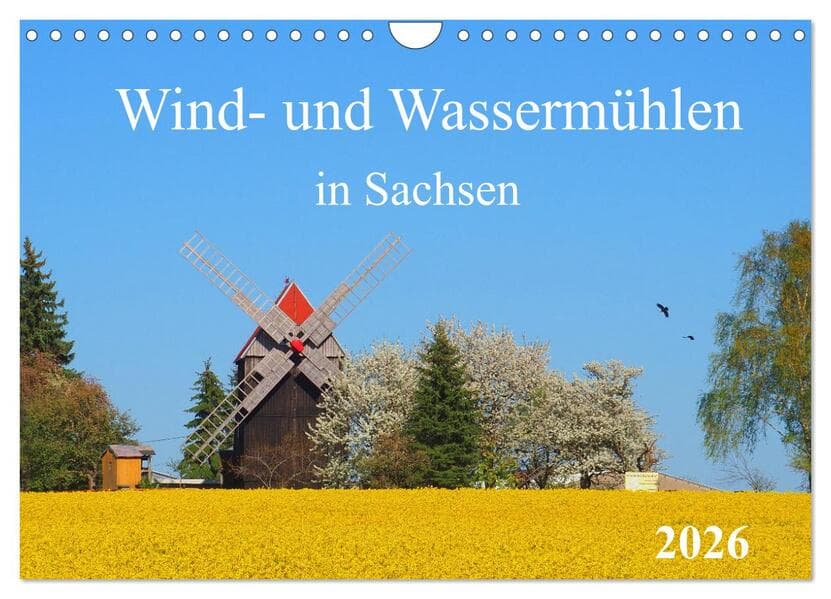Wind- und Wassermühlen in Sachsen (Wandkalender 2026 DIN A4 quer), CALVENDO Monatskalender