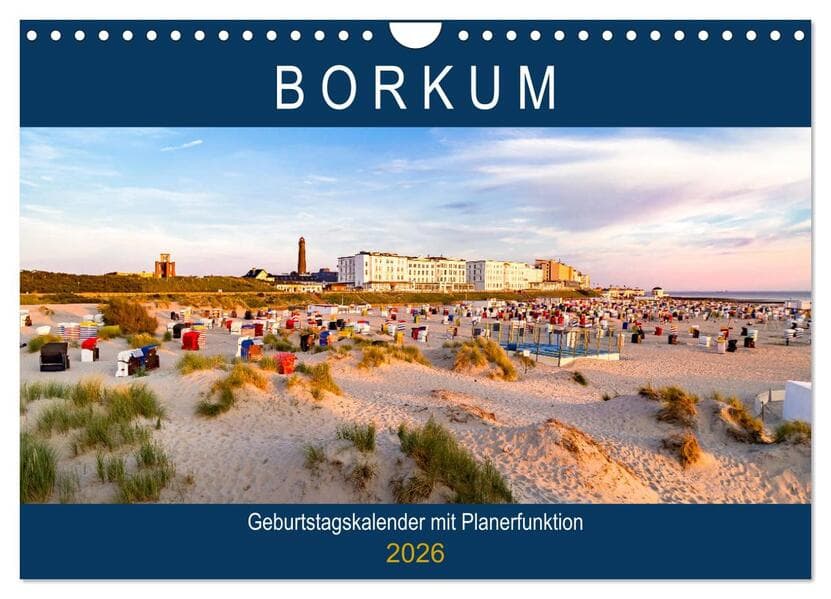 BORKUM Geburtstagskalender mit Planerfunktion (Wandkalender 2026 DIN A4 quer), CALVENDO Monatskalender