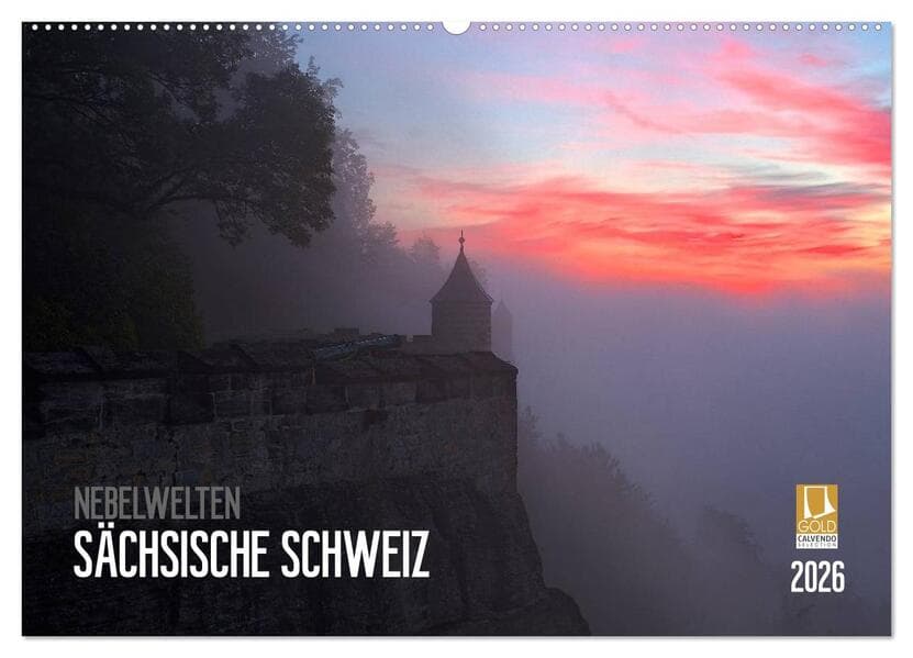 Nebelwelten Sächsische Schweiz (Wandkalender 2026 DIN A2 quer), CALVENDO Monatskalender