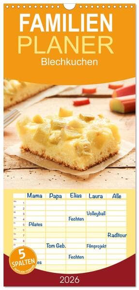 Familienplaner 2026 - Blechkuchen mit 5 Spalten (Wandkalender, 21 x 45 cm) CALVENDO
