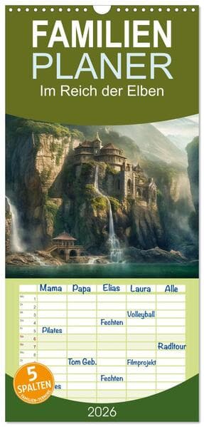 Familienplaner 2026 - Im Reich der Elben mit 5 Spalten (Wandkalender, 21 x 45 cm) CALVENDO