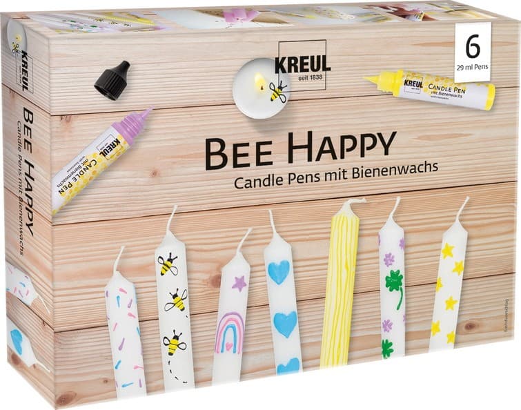 KREUL Candle Pen 6er Set Bee Happy, Kerzen verzieren und bemalen