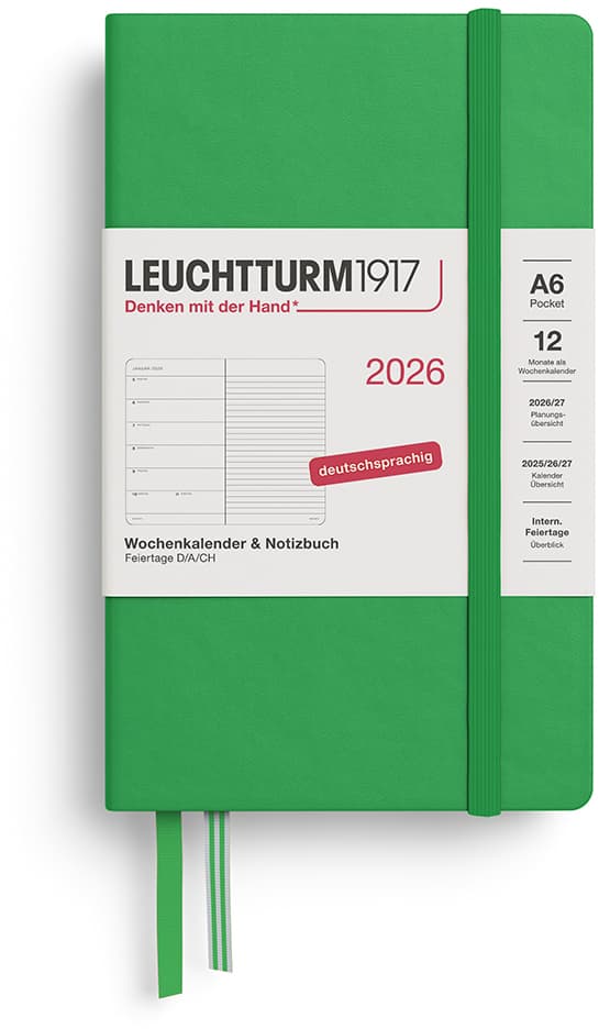 Wochenkalender und Notizbuch Pocket (A6) 2026, Spring Leaf, Deutsch