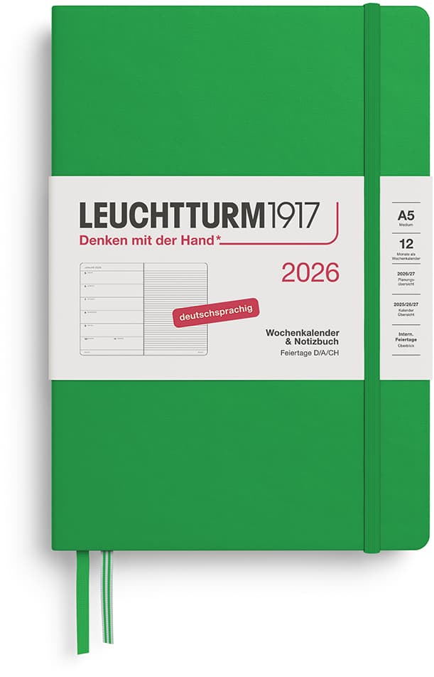 Wochenkalender und Notizbuch Medium (A5) 2026, Spring Leaf, Deutsch