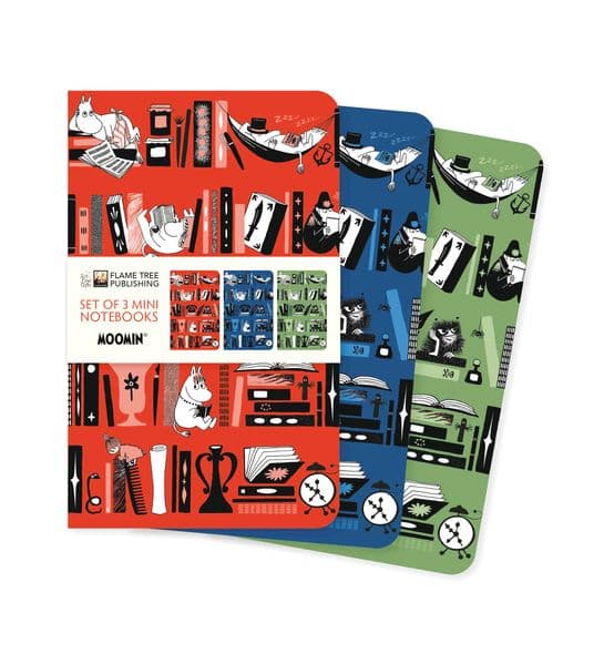 Dreier Set Mini-Notizbücher: Mumin Bücherregale