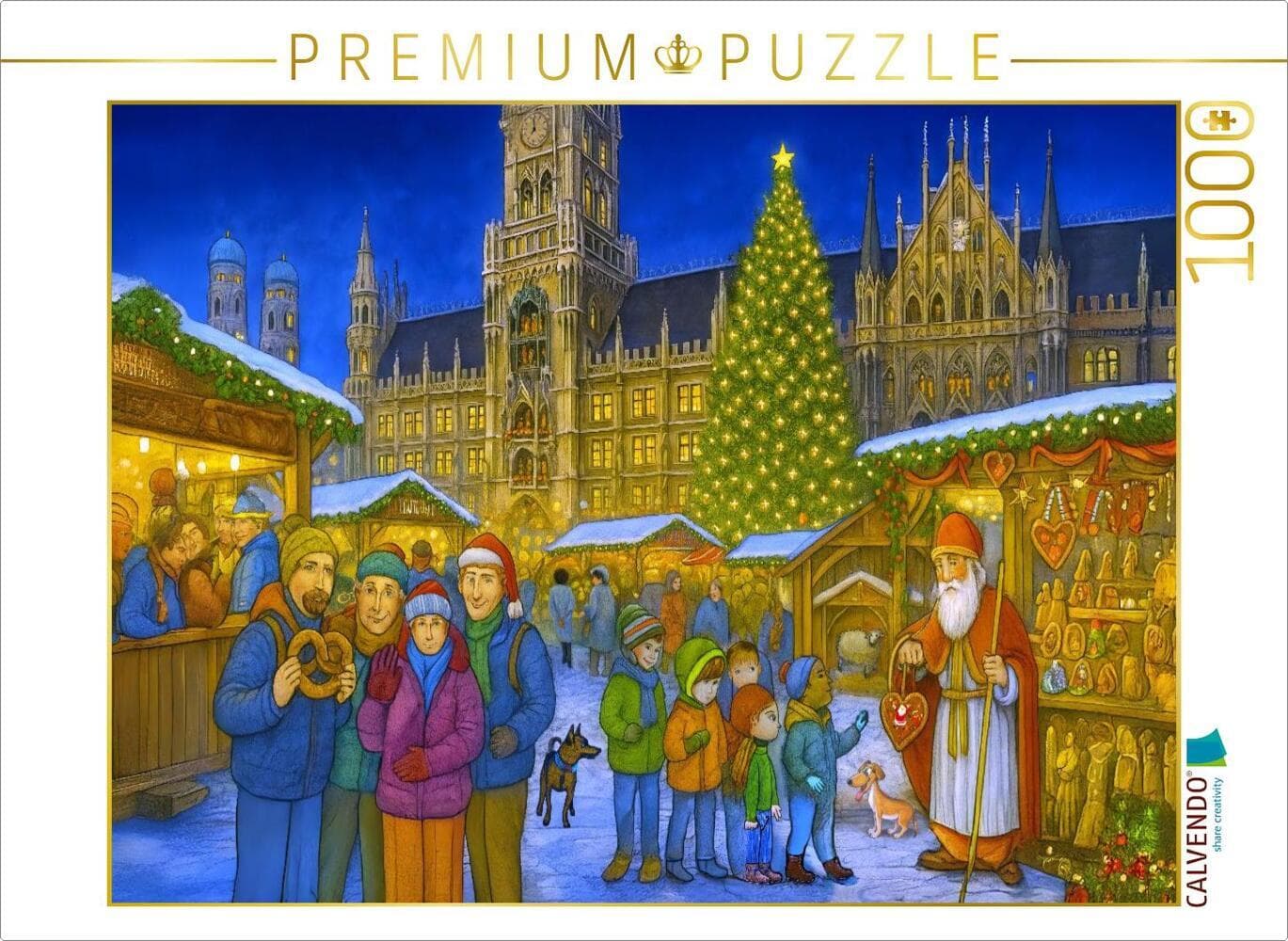 CALVENDO Puzzle Weihnachtsmarkt am Münchner Marienplatz | 1000 Teile Lege-Größe 64x48cm Foto-Puzzle