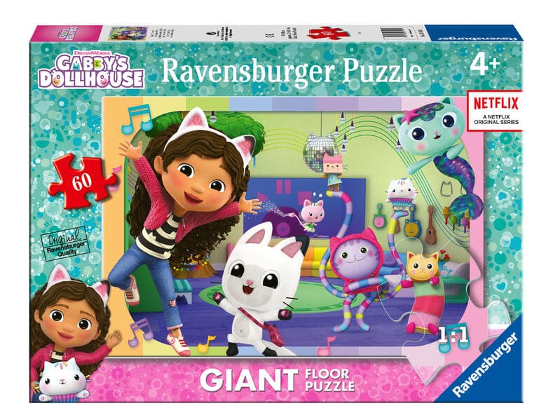Ravensburger Kinderpuzzle 03180 - Gabbys Tanzparty - Bodenpuzzle mit 60 großen Puzzleteilen, für kleine Gabby-Fans ab 4 Jahren