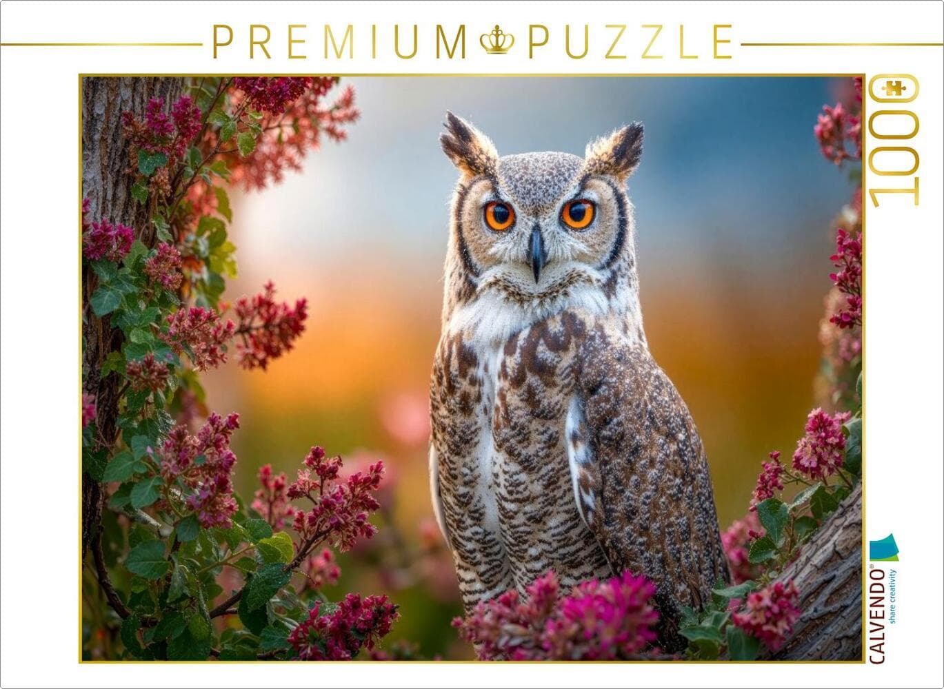 CALVENDO Puzzle Der Uhu auf der Lauer | 1000 Teile Lege-Größe 64x48cm Foto-Puzzle für glückliche Stunden