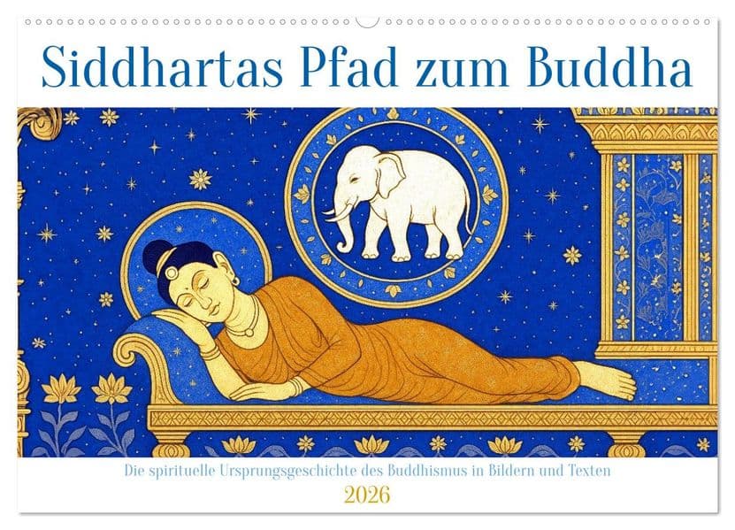 Siddhartas Pfad zum Buddha (Wandkalender 2026 DIN A2 quer), CALVENDO Monatskalender