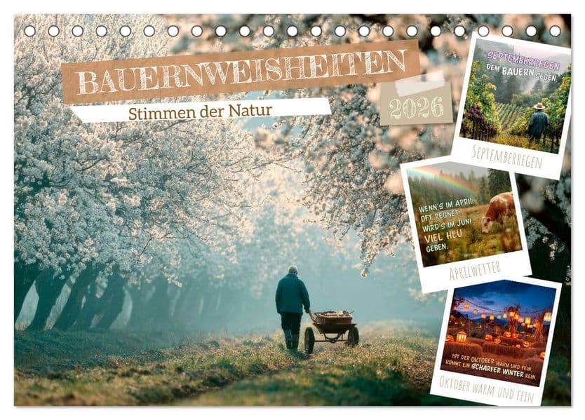 Bauernweisheiten - Stimmen der Natur (Tischkalender 2026 DIN A5 quer), CALVENDO Monatskalender: Landliebe im Wandel der Jahreszeiten