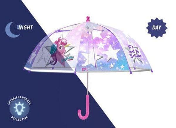 Glow in the Dark Kinderschirm Cool Kids UNICORN transparent, 42/8, manuell