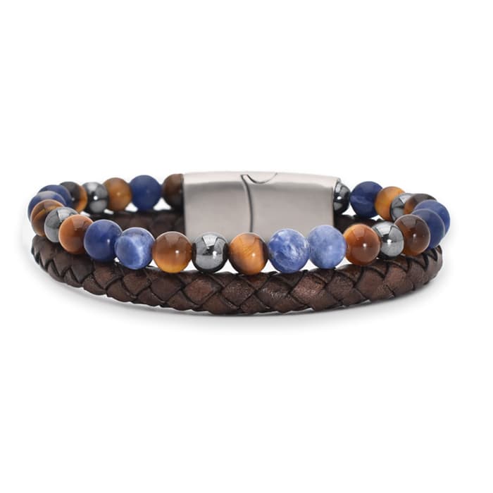 "Blue Beads" Fashion Bead Armband, J966-07