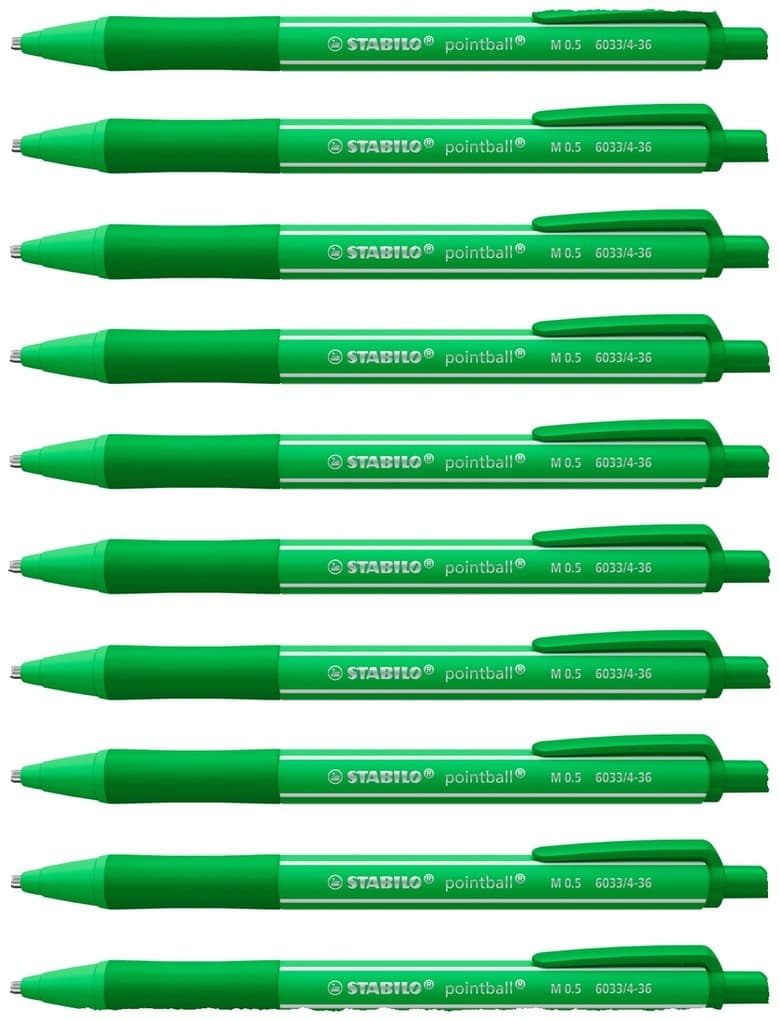 STABILO Kugelschreiber Druck-Kugelschreiber - pointball colorful, 10er Set - minzgrün