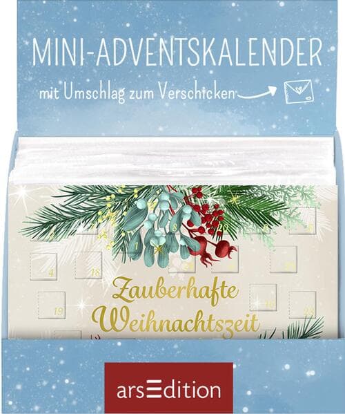 Display Mini-Adventskalender mit Umschlag zum Verschicken Zauberhafte Weihnachtszeit