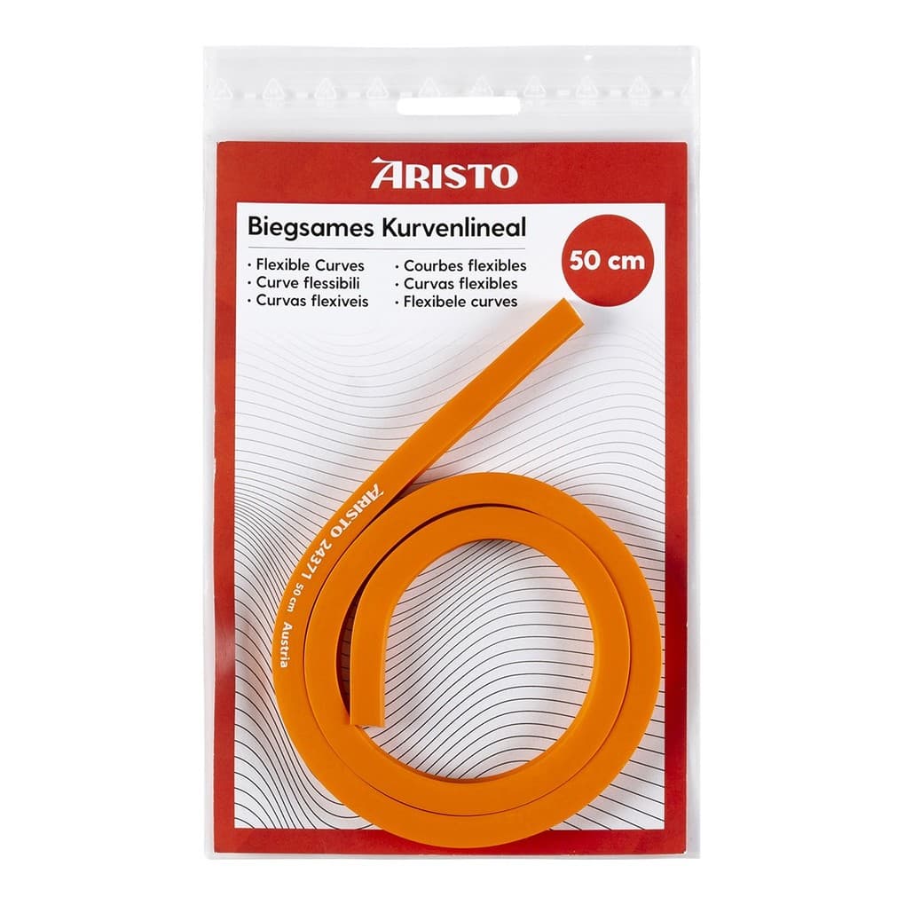 ARISTO Biegsames Kurvenlineal 50 cm orange, Bleikern, Tuschekante
