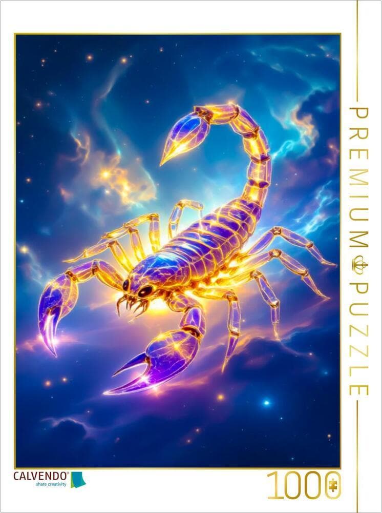 CALVENDO Puzzle Skorpion - Der Schattenwächter | 1000 Teile Lege-Größe 64x48cm Foto-Puzzle für glückliche Stunden: Der Mythos der Sternenzeichen - Sternenwesen des Zodiaks