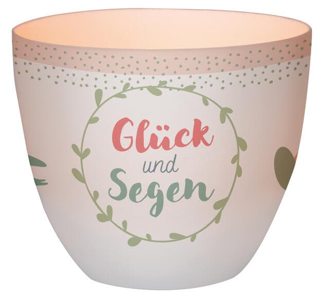 LichterZeit "Glück und Segen" Windlicht aus Porzellan