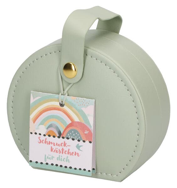 Schmuckkästchen für Kinder aus salbeigrünem Kunstleder