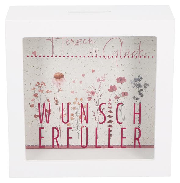 Romantischer Wunscherfüller als Bilderrahmen-Spardose zur Hochzeit, 14×14×5,5 cm