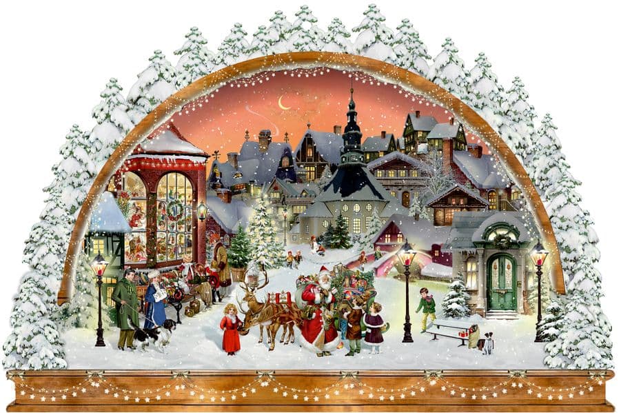 A3-Wand-Adventskalender - Nostalgischer Lichterbogen