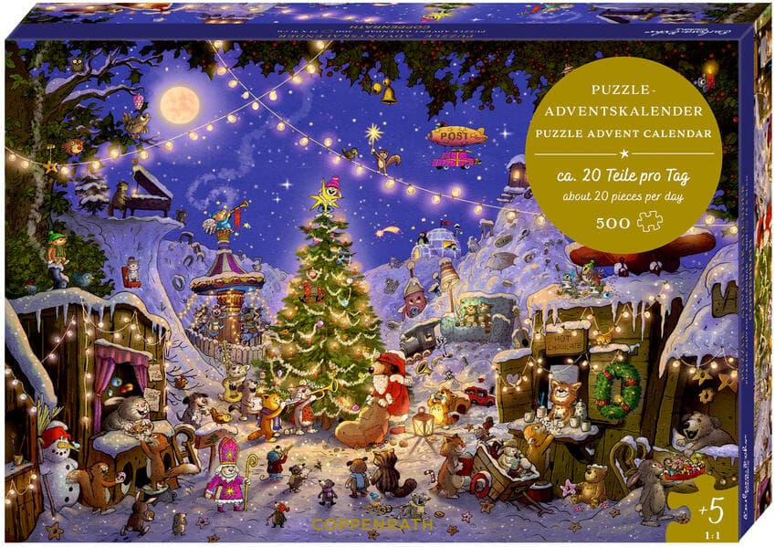 Puzzle-Adventskalender - Weihnachtsmarkt der Tiere