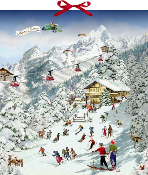 Wand-Adventskalender - Fröhliche Skifreizeit in den Bergen