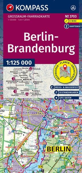 KOMPASS Großraum Fahrradkarte 3703 Berlin-Brandenburg 1:125.000