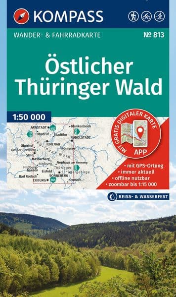 KOMPASS Wanderkarte 813 Östlicher Thüringer Wald 1:50.000