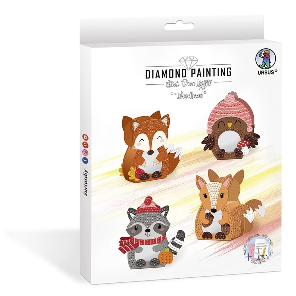 URSUS Kinder-Bastelsets Diamond Painting Mini Deco Lights "Woodland"